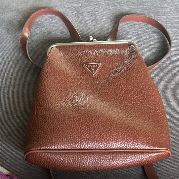 Guess Rare vintage y2K Tan Leather Women's Backpack - Picture 6 of 10